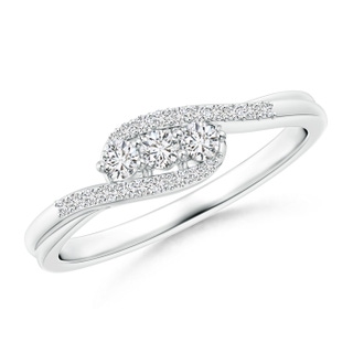 2.3mm HSI2 Round Diamond Three Stone Swirl Bypass Ring in P950 Platinum