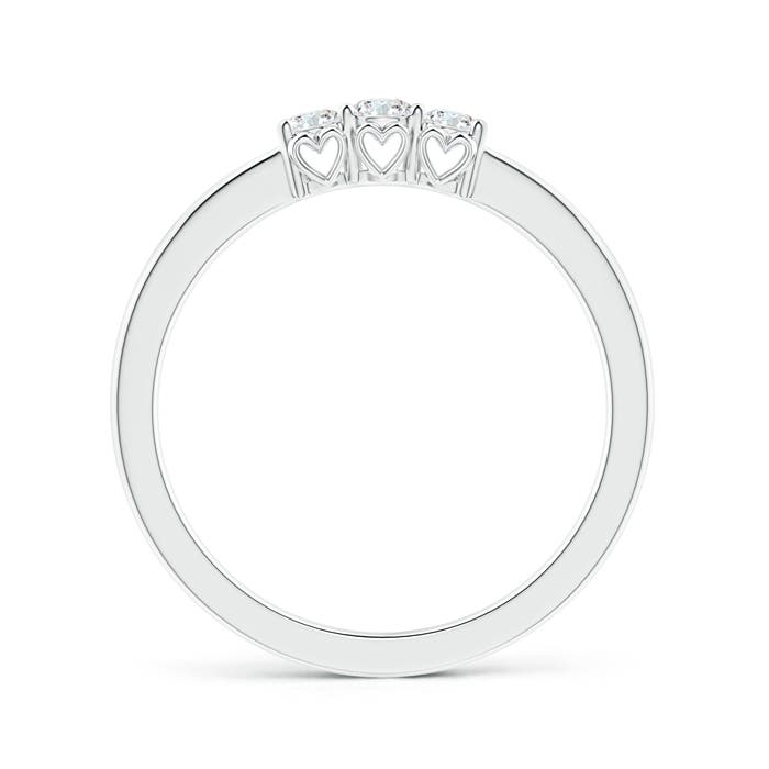 2.7mm GVS2 Three Stone Round Diamond Engagement Ring with Heart-Motifs in P950 Platinum
