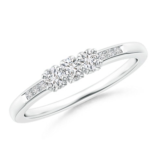 2.7mm HSI2 Three Stone Round Diamond Engagement Ring with Heart-Motifs in P950 Platinum