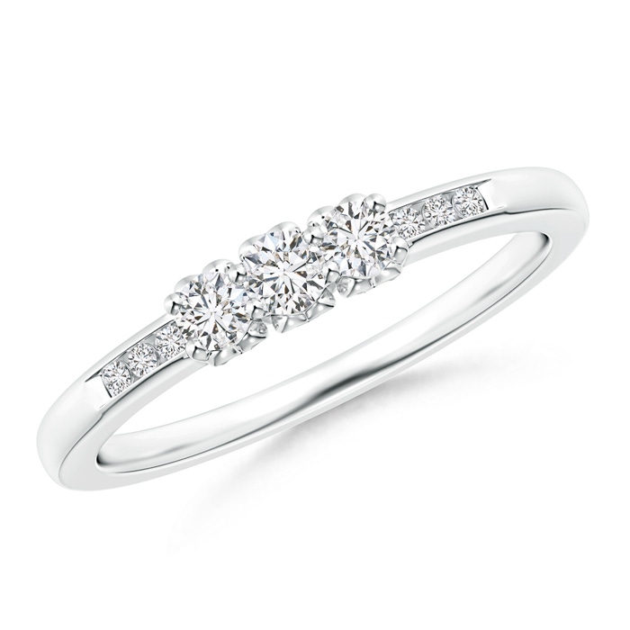 2.7mm HSI2 Three Stone Round Diamond Engagement Ring with Heart-Motifs in P950 Platinum 