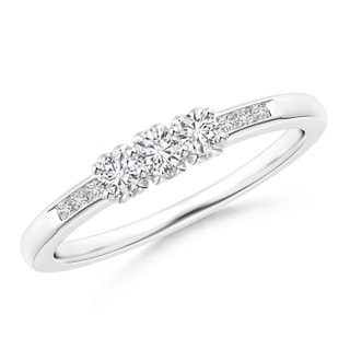 2.7mm HSI2 Three Stone Round Diamond Engagement Ring with Heart-Motifs in White Gold