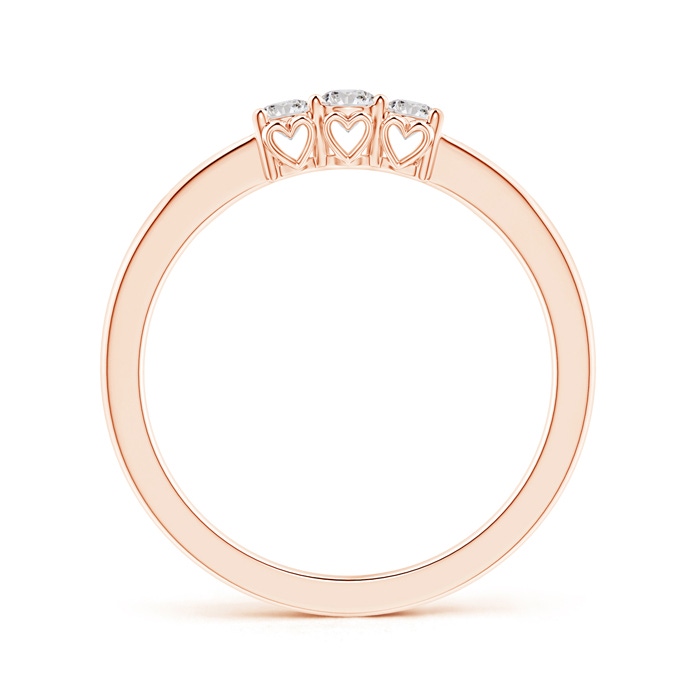 2.7mm IJI1I2 Three Stone Round Diamond Engagement Ring with Heart-Motifs in Rose Gold product image