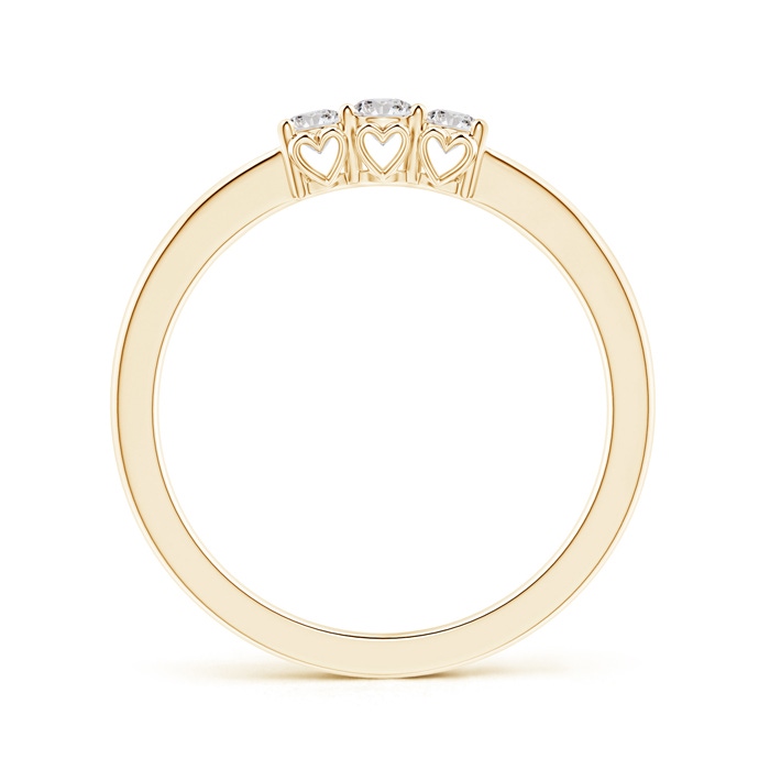 2.7mm IJI1I2 Three Stone Round Diamond Engagement Ring with Heart-Motifs in Yellow Gold product image
