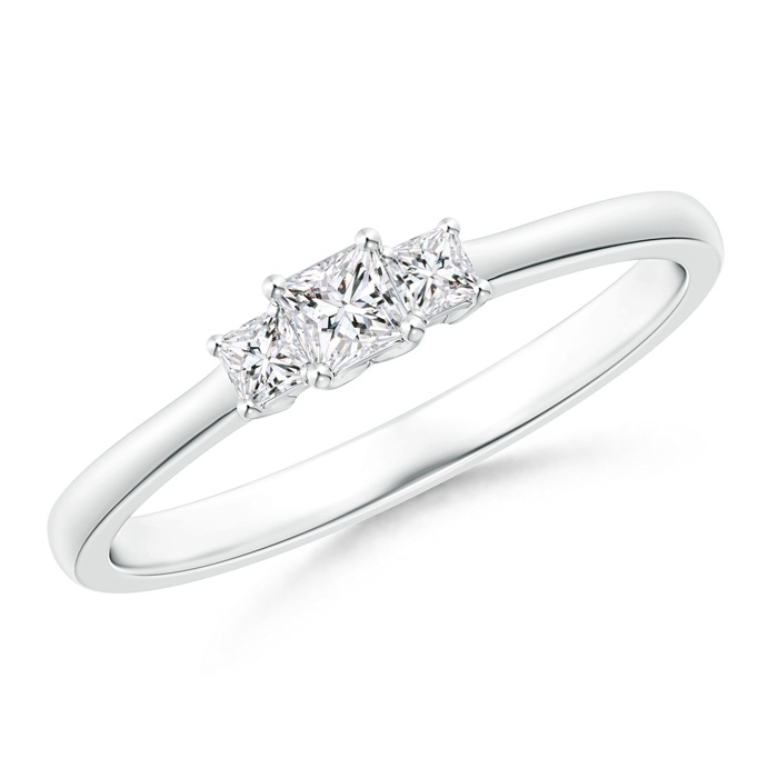 2.7mm HSI2 Classic Princess-Cut Diamond Three Stone Ring in White Gold