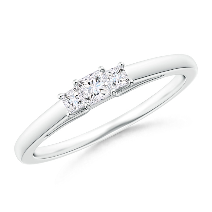 2.7mm GVS2 Princess-Cut Diamond Trellis Three Stone Ring in P950 Platinum