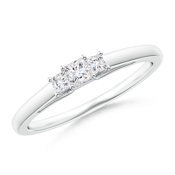 2.7mm GVS2 Princess-Cut Diamond Trellis Three Stone Ring in P950 Platinum 