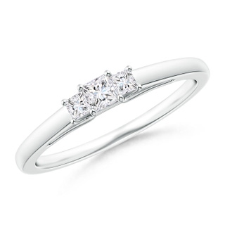 2.7mm GVS2 Princess-Cut Diamond Trellis Three Stone Ring in White Gold