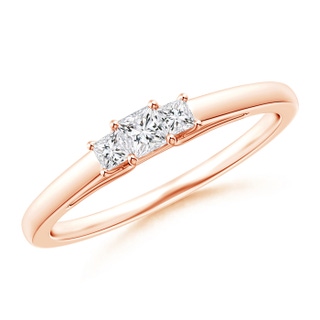 2.7mm HSI2 Princess-Cut Diamond Trellis Three Stone Ring in Rose Gold