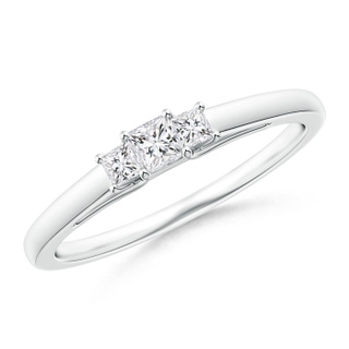 2.7mm HSI2 Princess-Cut Diamond Trellis Three Stone Ring in White Gold