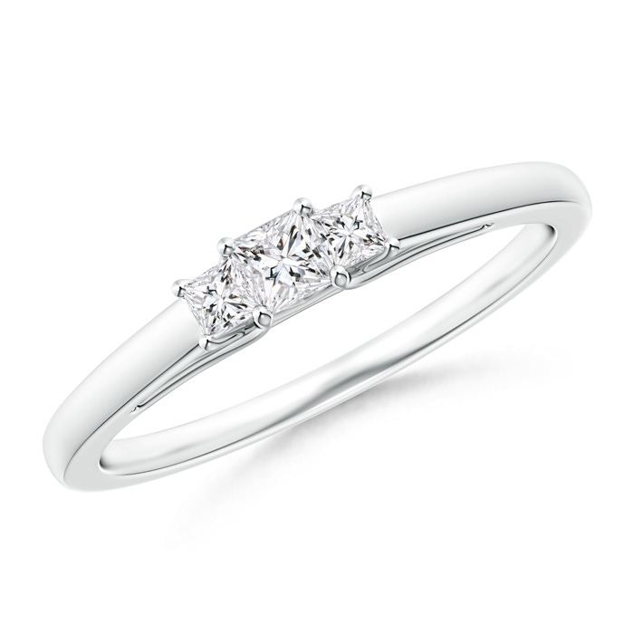 2.7mm HSI2 Princess-Cut Diamond Trellis Three Stone Ring in White Gold 