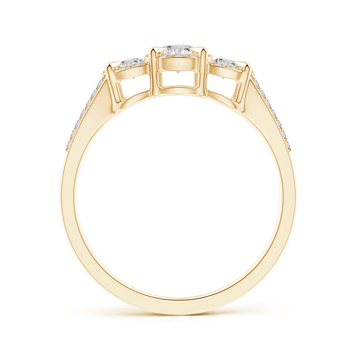 3.5mm IJI1I2 Claw-Set Diamond Halo Three Stone Engagement Ring in Yellow Gold side-1
