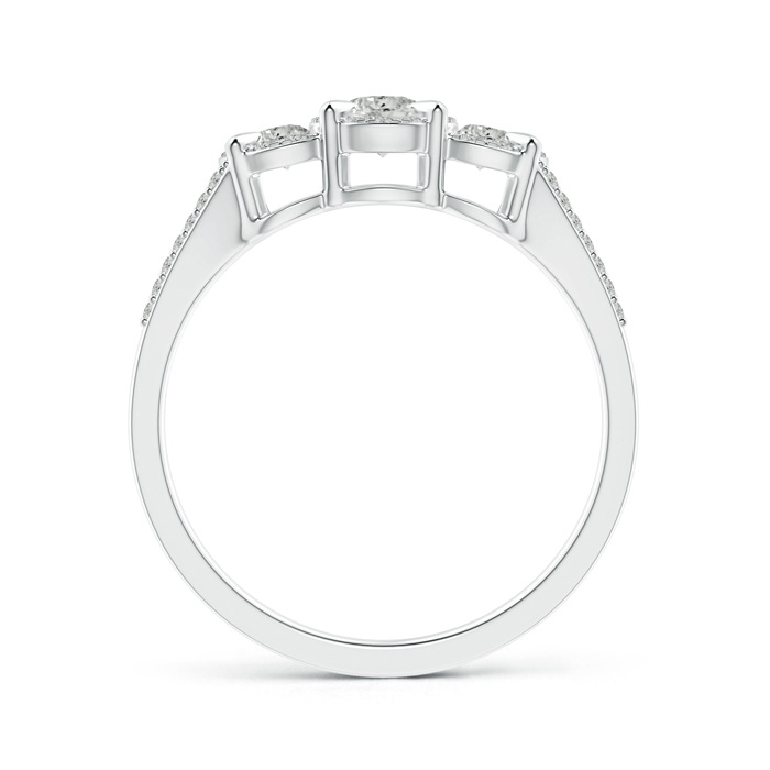 3.5mm KI3 Claw-Set Diamond Halo Three Stone Engagement Ring in White Gold side-1
