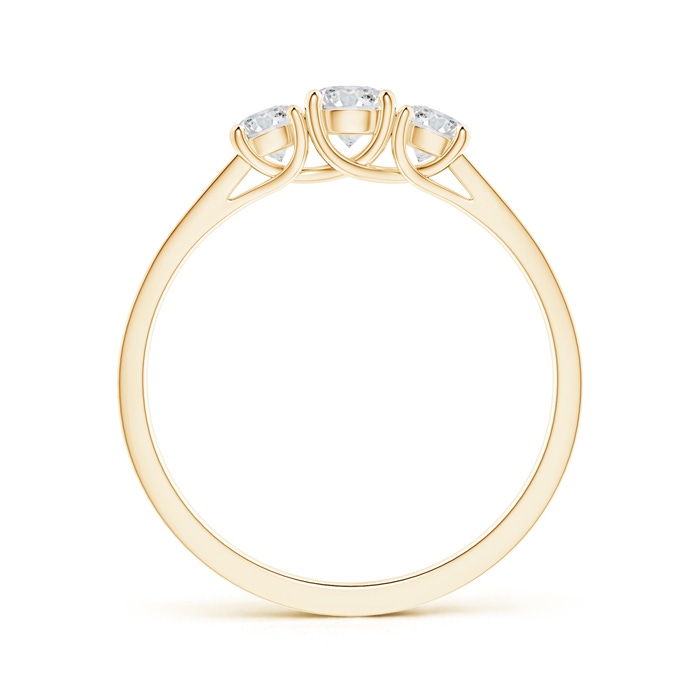 3.7mm HSI2 Round Diamond Trellis Three Stone Engagement Ring in Yellow Gold Side-1