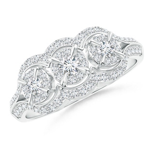 2.7mm GVS2 Claw-Set Triple Diamond Floating Halo Engagement Ring in White Gold