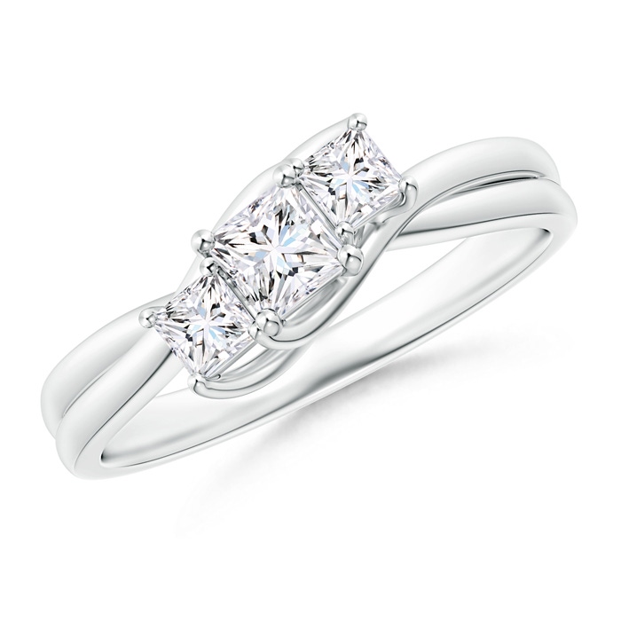 3.5mm GVS2 Three Stone Princess-Cut Diamond Double Bypass Ring in P950 Platinum 