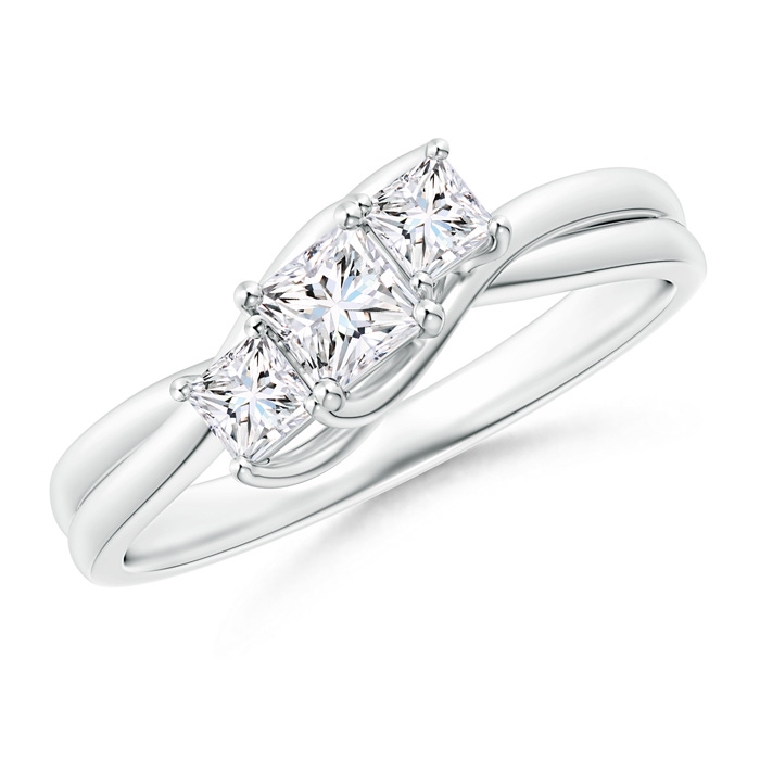 3.5mm GVS2 Three Stone Princess-Cut Diamond Double Bypass Ring in White Gold