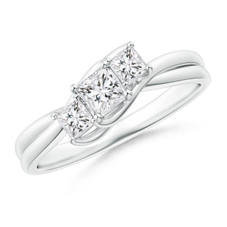 3.5mm HSI2 Three Stone Princess-Cut Diamond Double Bypass Ring in P950 Platinum