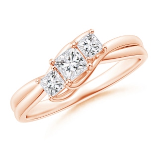 3.5mm HSI2 Three Stone Princess-Cut Diamond Double Bypass Ring in Rose Gold