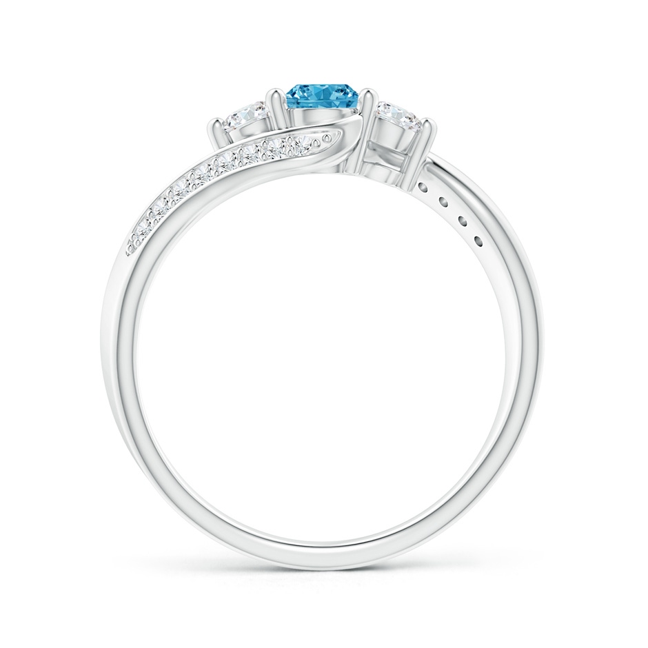 4mm AAAA Horizontally Set Three Stone Fancy Intense Blue Diamond Bypass Ring in P950 Platinum side 199