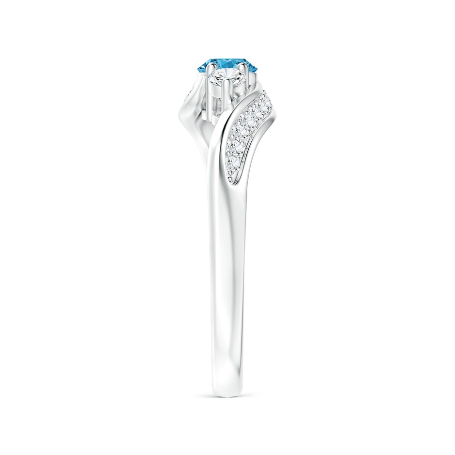 4mm AAAA Horizontally Set Three Stone Fancy Intense Blue Diamond Bypass Ring in P950 Platinum side 299