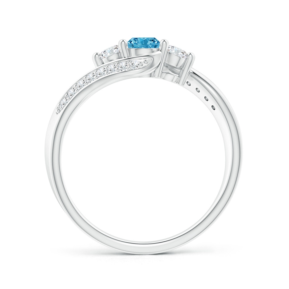 4mm AAAA Horizontally Set Three Stone Fancy Intense Blue Diamond Bypass Ring in White Gold side 199