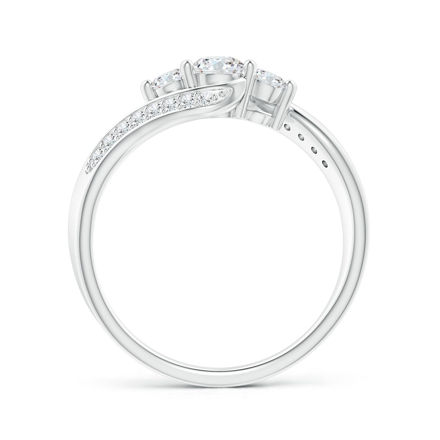 4mm GVS2 Horizontally Set Three Stone Diamond Bypass Ring in P950 Platinum - side 3