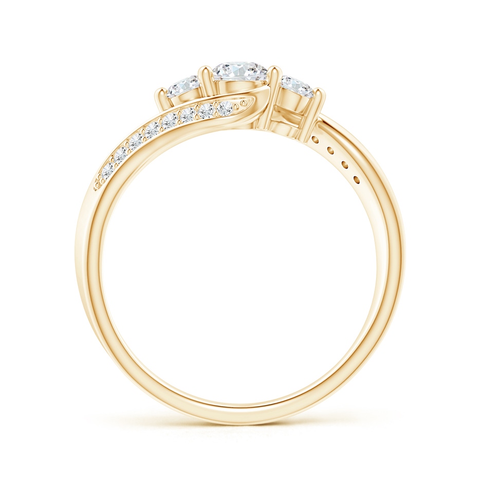 4mm GVS2 Horizontally Set Three Stone Diamond Bypass Ring in Yellow Gold side-1