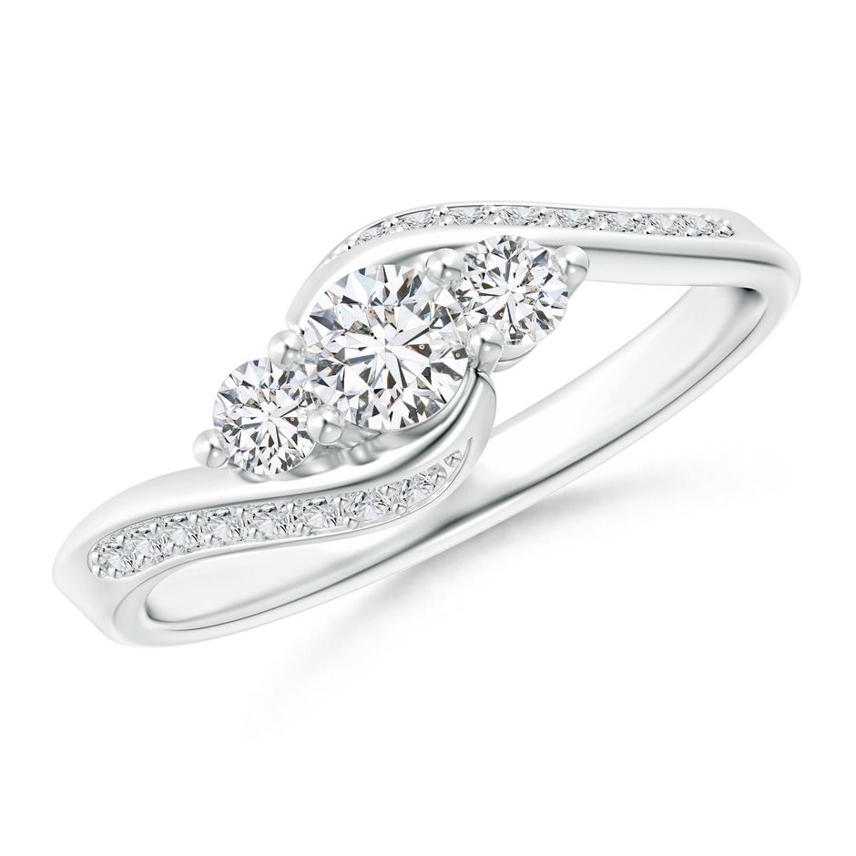 4mm HSI2 Horizontally Set Three Stone Diamond Bypass Ring in P950 Platinum 
