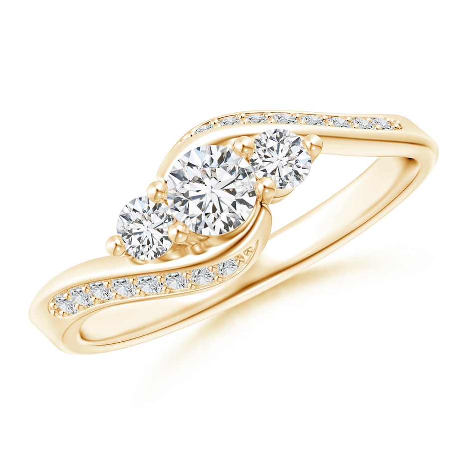 4mm HSI2 Horizontally Set Three Stone Diamond Bypass Ring in Yellow Gold 