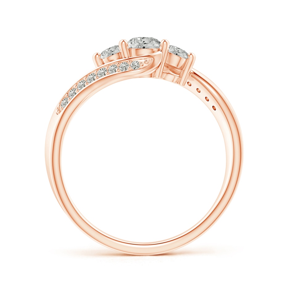 4mm KI3 Horizontally Set Three Stone Diamond Bypass Ring in Rose Gold side-1