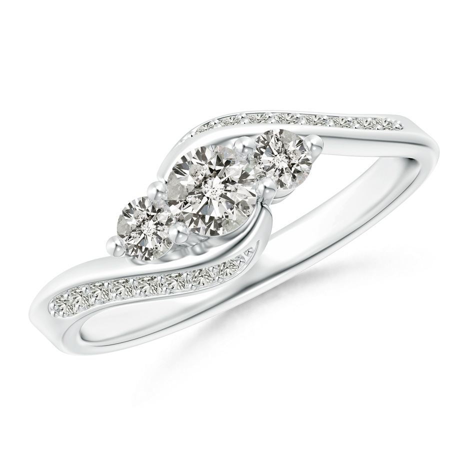 4mm KI3 Horizontally Set Three Stone Diamond Bypass Ring in White Gold 
