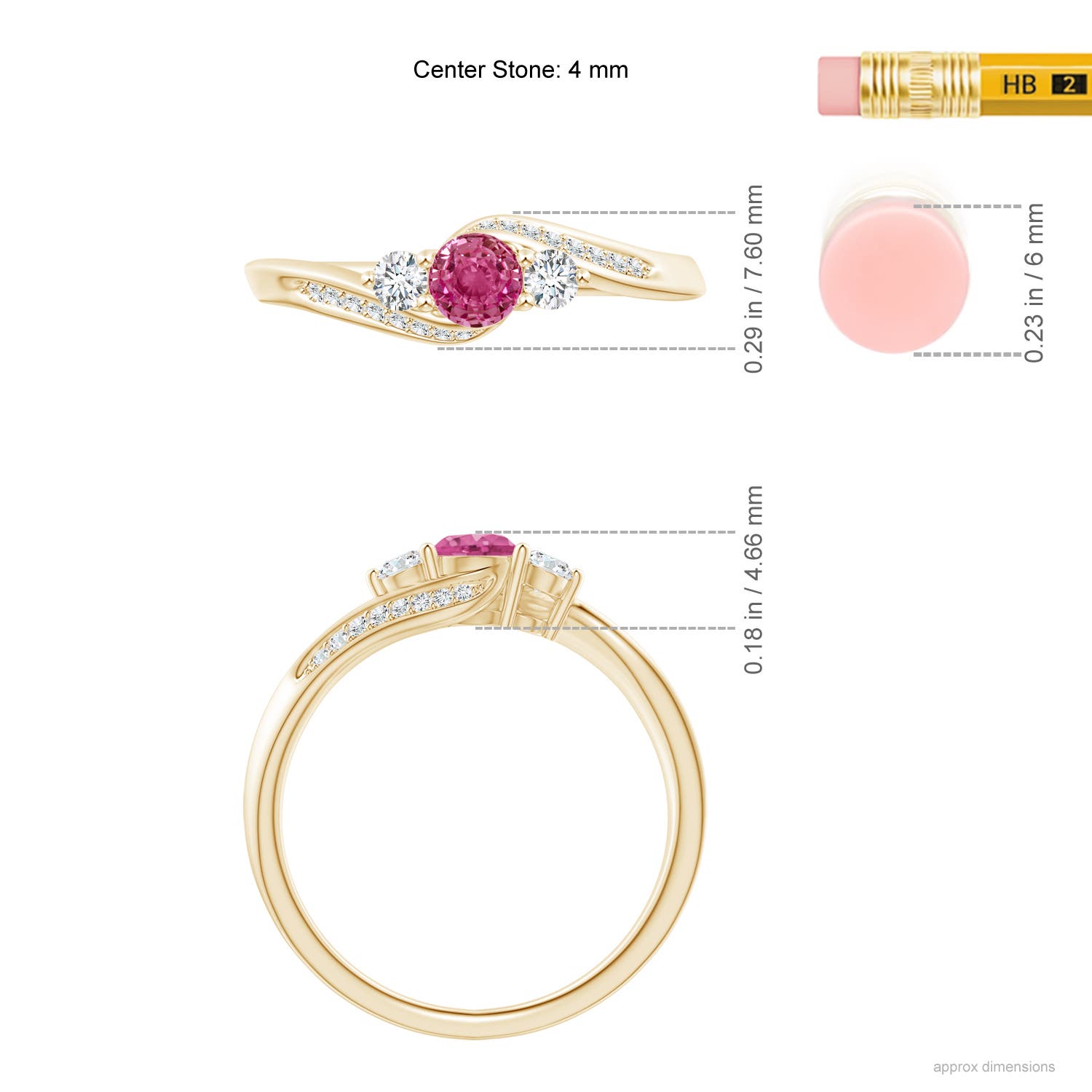 AAAA - Pink Sapphire / 0.62 CT / 14 KT Yellow Gold