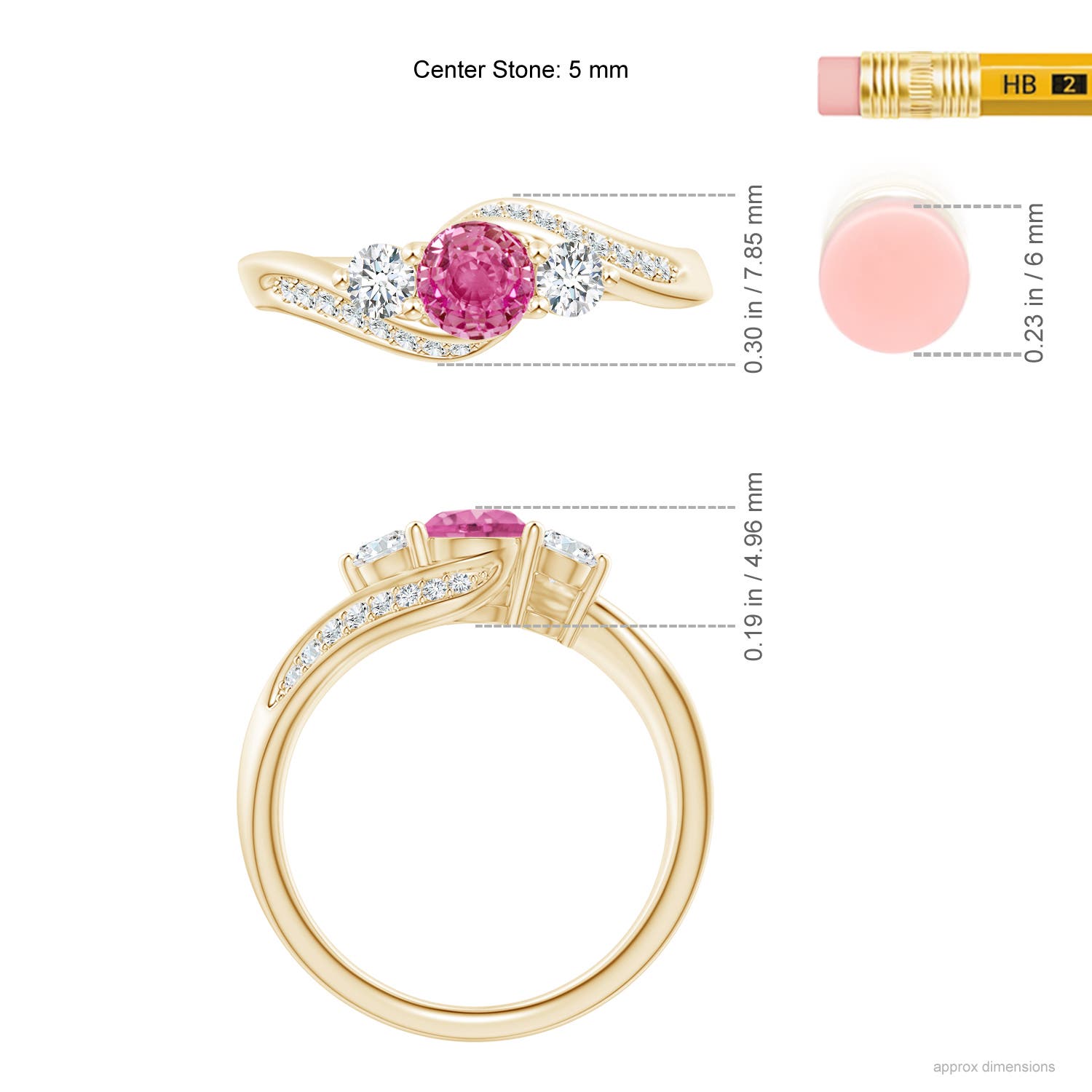 AAA - Pink Sapphire / 0.98 CT / 14 KT Yellow Gold