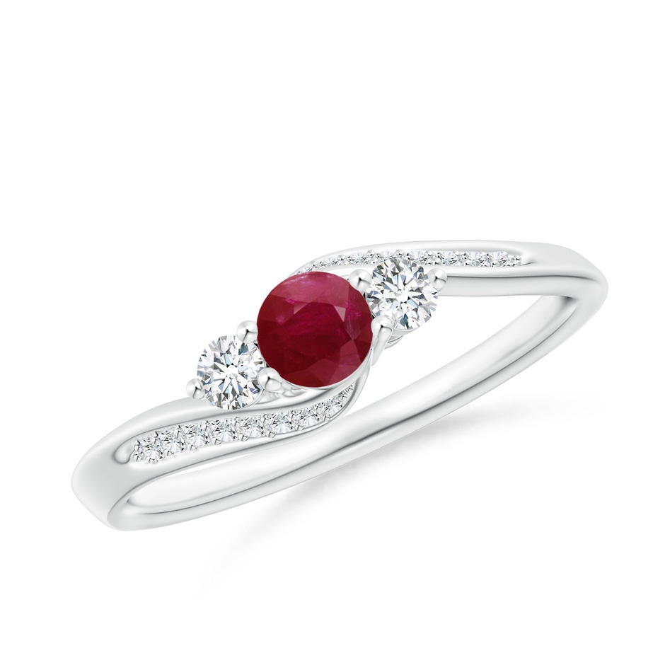 4mm A Ruby and Diamond Three Stone Bypass Ring in P950 Platinum 