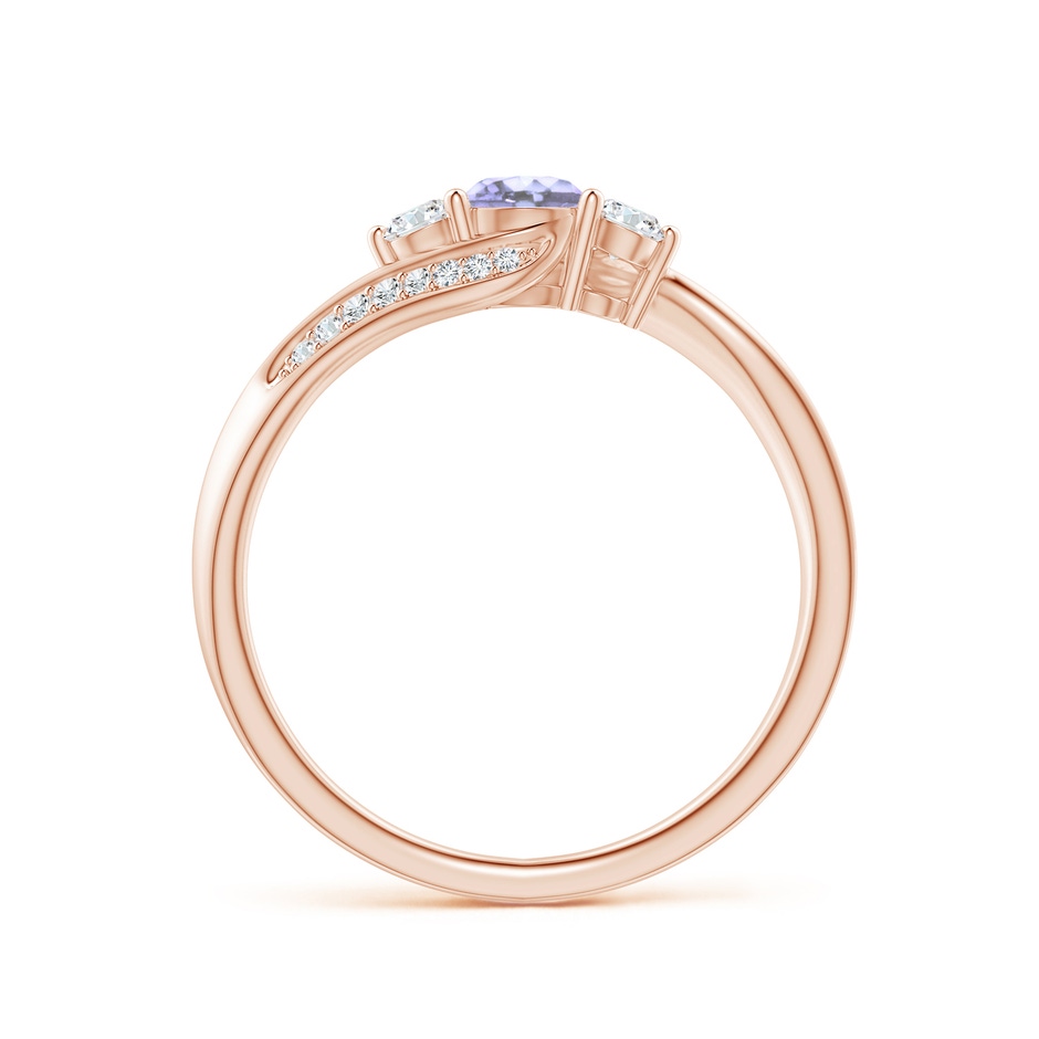 4mm A Tanzanite and Diamond Three Stone Bypass Ring in Rose Gold side 1