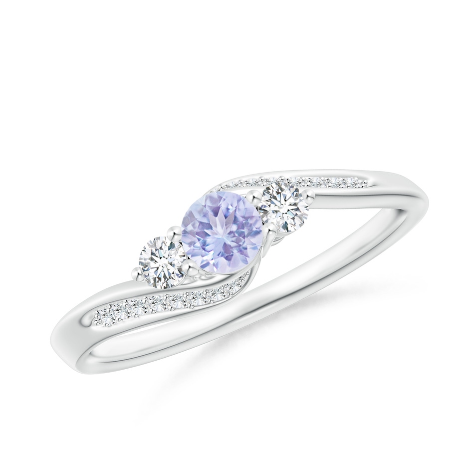 4mm A Tanzanite and Diamond Three Stone Bypass Ring in White Gold 