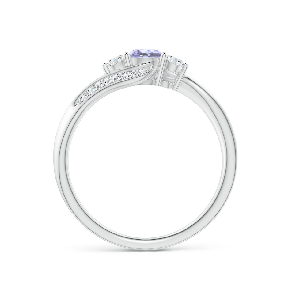 4mm A Tanzanite and Diamond Three Stone Bypass Ring in White Gold side 1