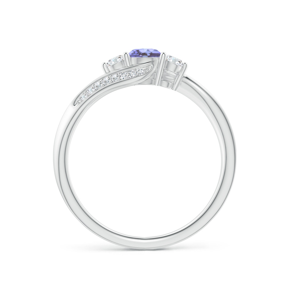 4mm AA Tanzanite and Diamond Three Stone Bypass Ring in P950 Platinum side 1