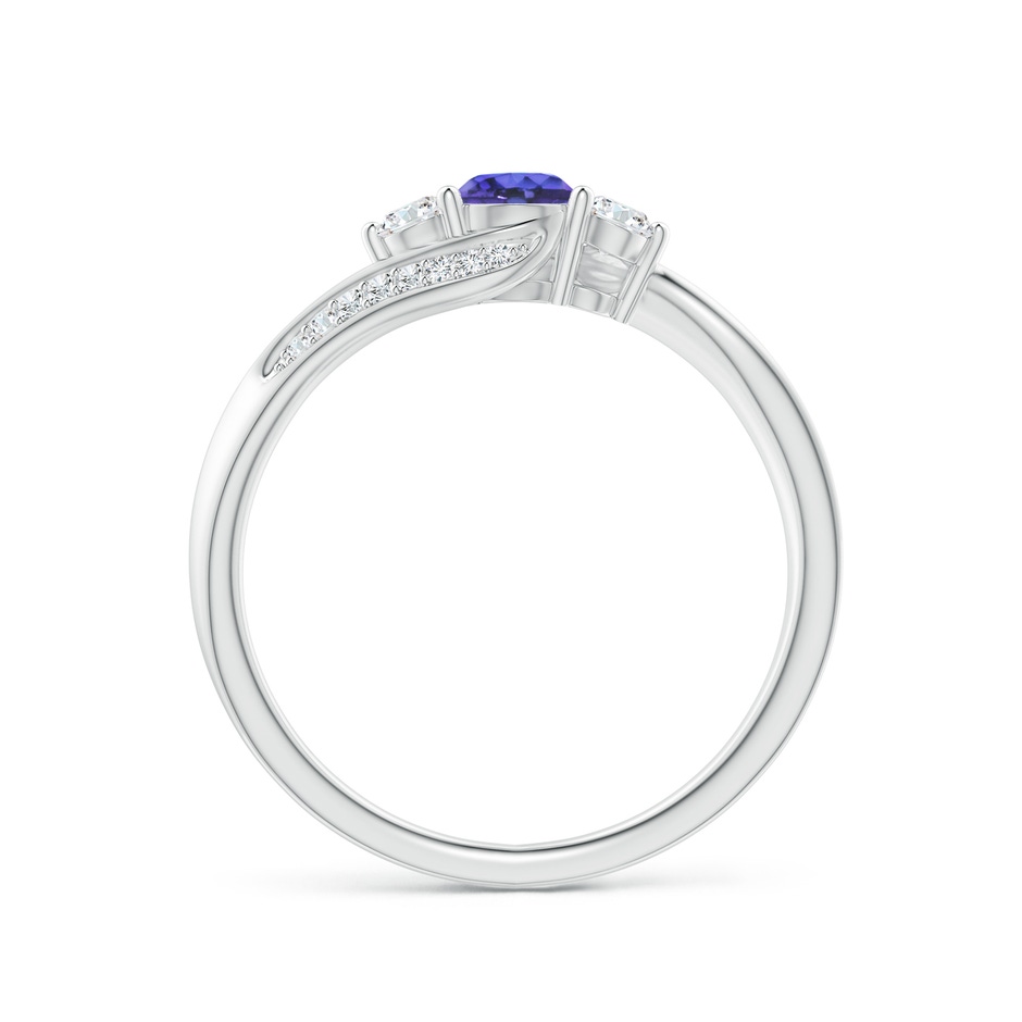 4mm AAA Tanzanite and Diamond Three Stone Bypass Ring in P950 Platinum side 1
