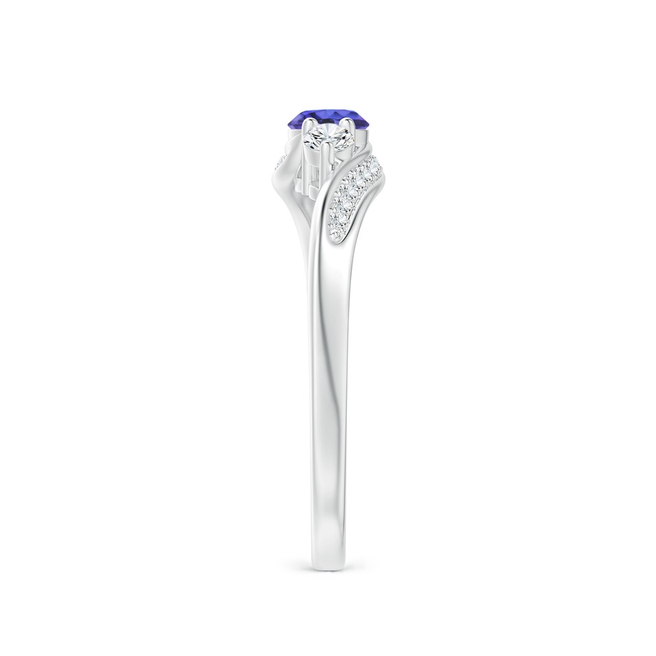 4mm AAA Tanzanite and Diamond Three Stone Bypass Ring in P950 Platinum side 2