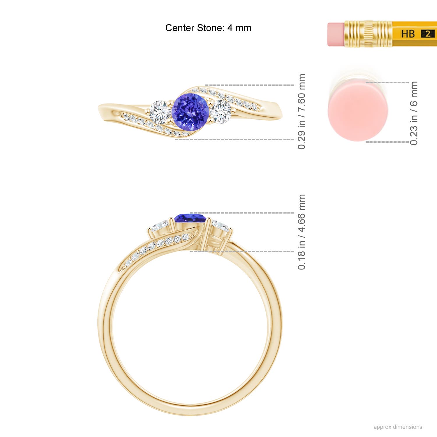 AAAA - Tanzanite / 0.54 CT / 14 KT Yellow Gold