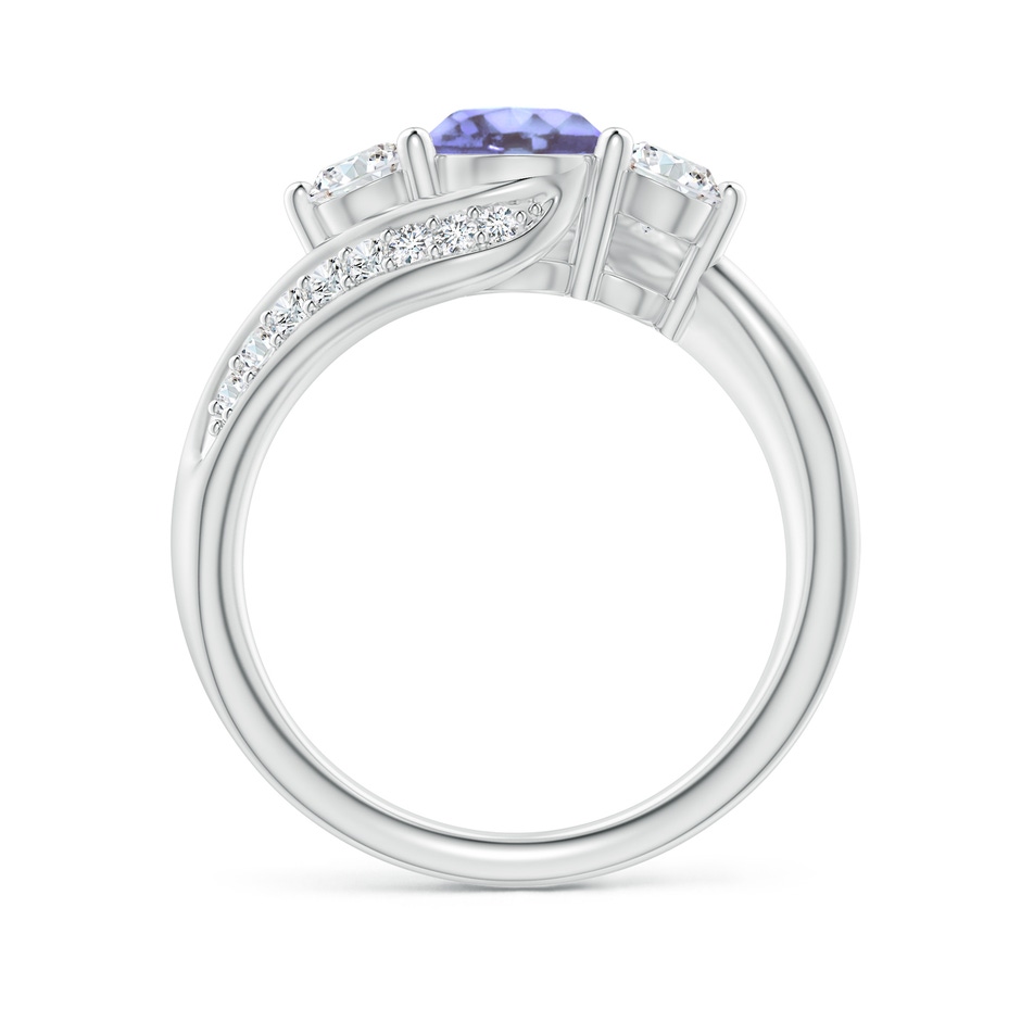 6mm A Tanzanite and Diamond Three Stone Bypass Ring in P950 Platinum side 1