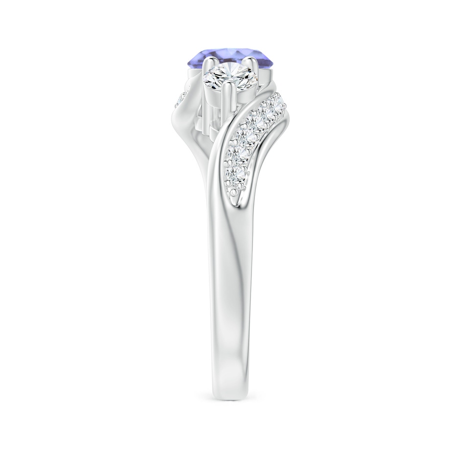 6mm A Tanzanite and Diamond Three Stone Bypass Ring in P950 Platinum side 2