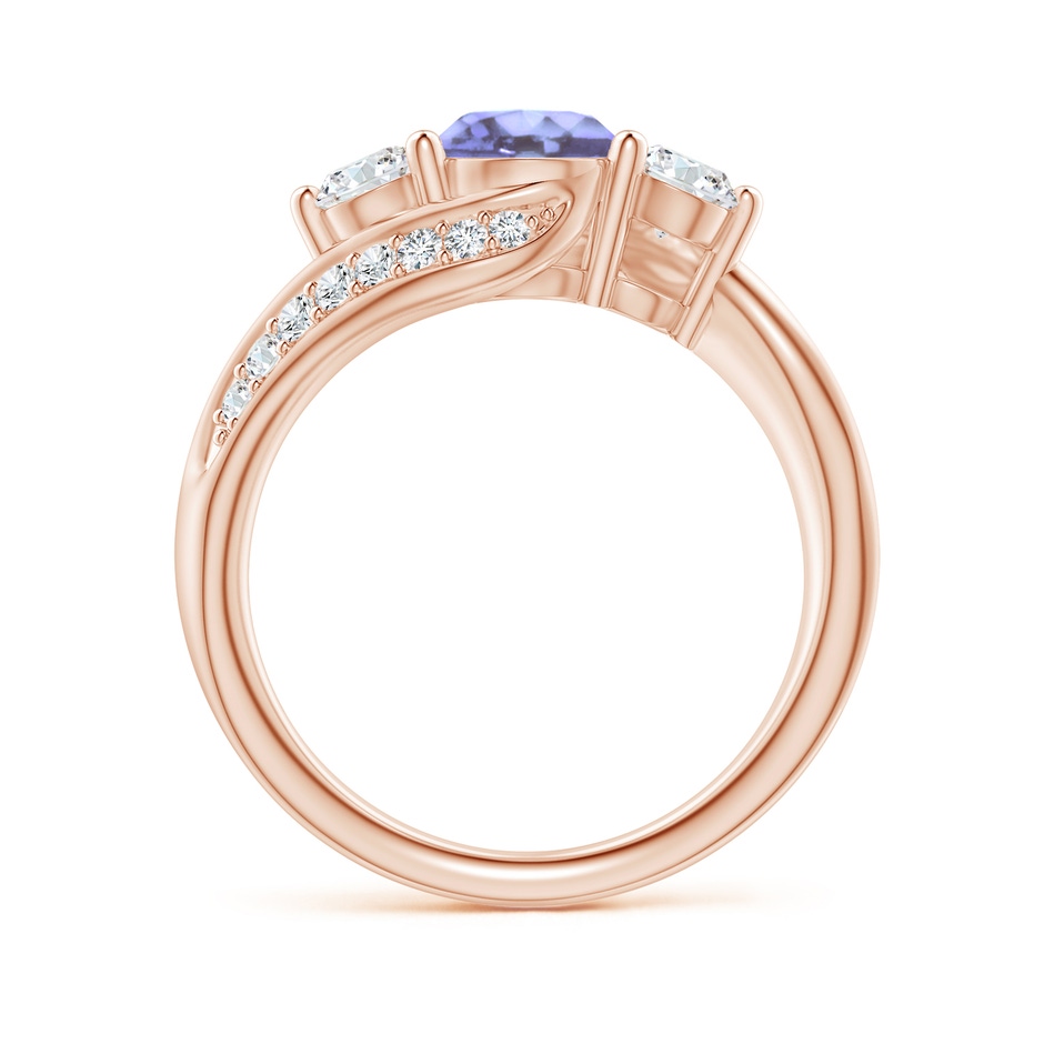 6mm A Tanzanite and Diamond Three Stone Bypass Ring in Rose Gold side 1