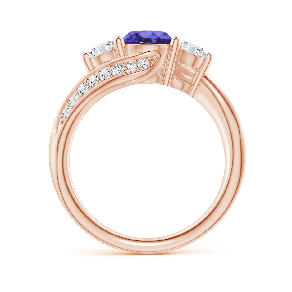 6mm AA Tanzanite and Diamond Three Stone Bypass Ring in Rose Gold side 1