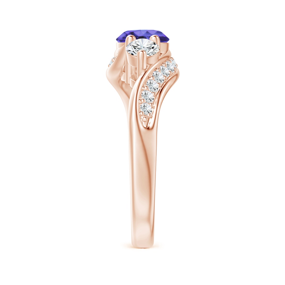 6mm AA Tanzanite and Diamond Three Stone Bypass Ring in Rose Gold side 2