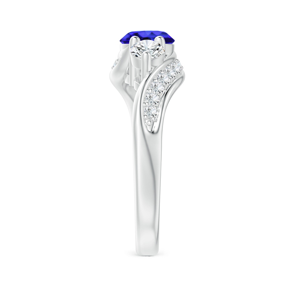 6mm AAA Tanzanite and Diamond Three Stone Bypass Ring in P950 Platinum side 2