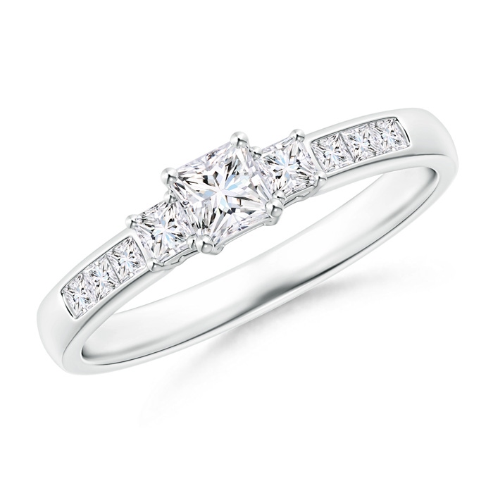 3.5mm GVS2 Classic Three Stone Princess-Cut Diamond Promise Ring in P950 Platinum