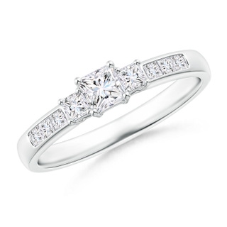 3.5mm GVS2 Classic Three Stone Princess-Cut Diamond Promise Ring in White Gold