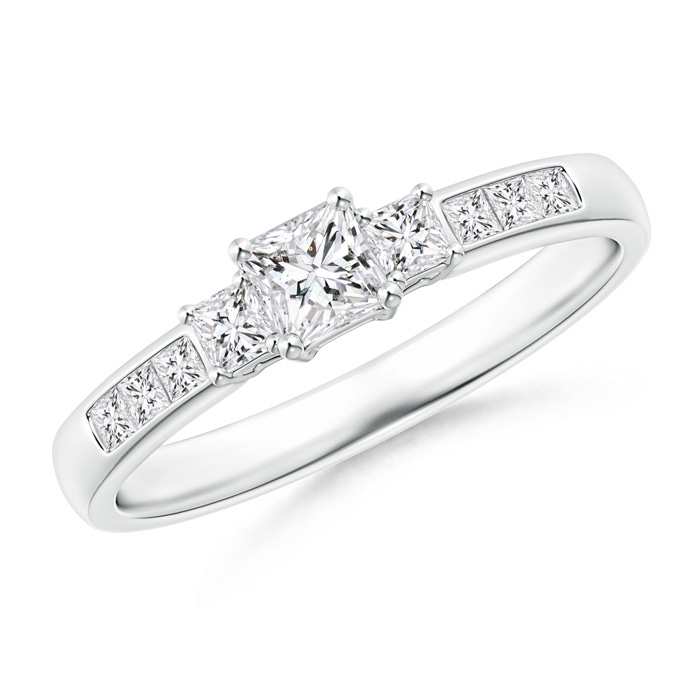 3.5mm HSI2 Classic Three Stone Princess-Cut Diamond Promise Ring in P950 Platinum 